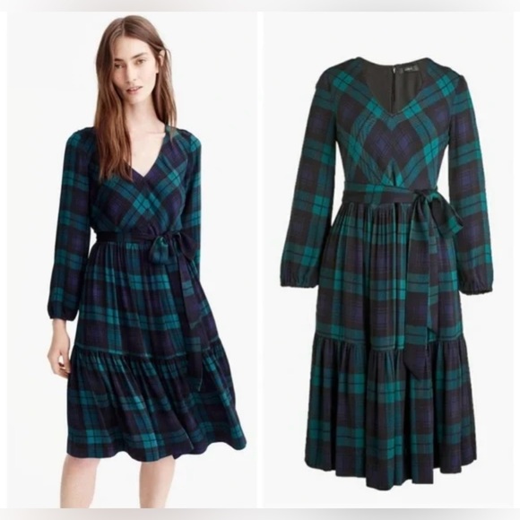 J. Crew Dresses & Skirts - J. Crew Black Watch Green Tartan Dress / Size 2